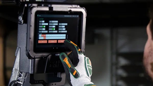 Forklift Operator putting in information